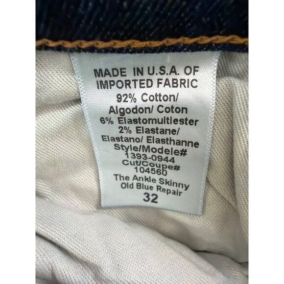 Current/Elliott Womens Blue Cotton Blend Ankle Skinny Distressed Jeans Size 32 - Picture 9 of 13